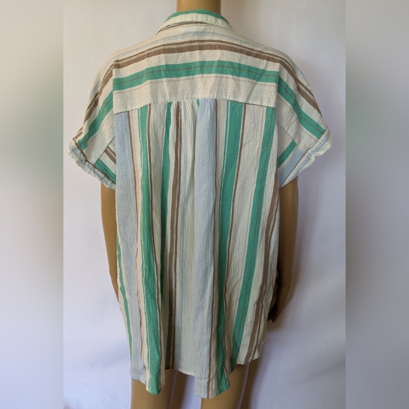 Pre-owned Striped Button-Up Women’s Top, Size XL, TF - Picture 2 of 3